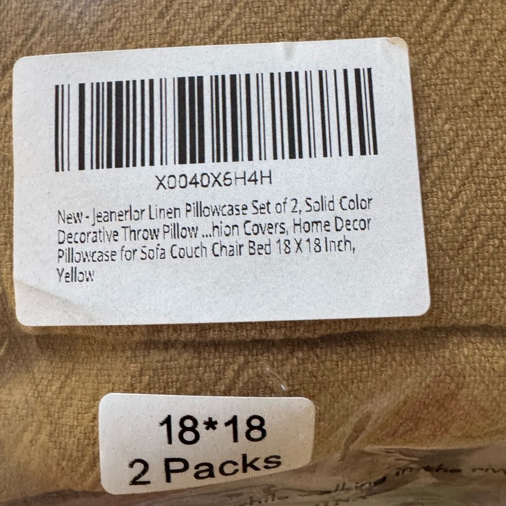 NWT Jeanerlor Linen Pillowease Set of 2 18”x18” (Pillow insert not included) - Picture 7 of 7